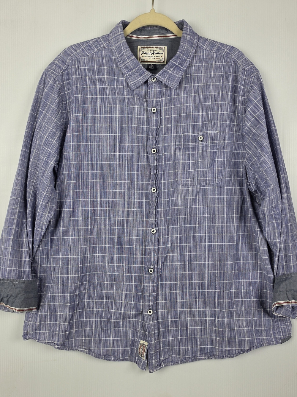 Flag & Anthem Blue Plaid Casual Button-Down Shirt